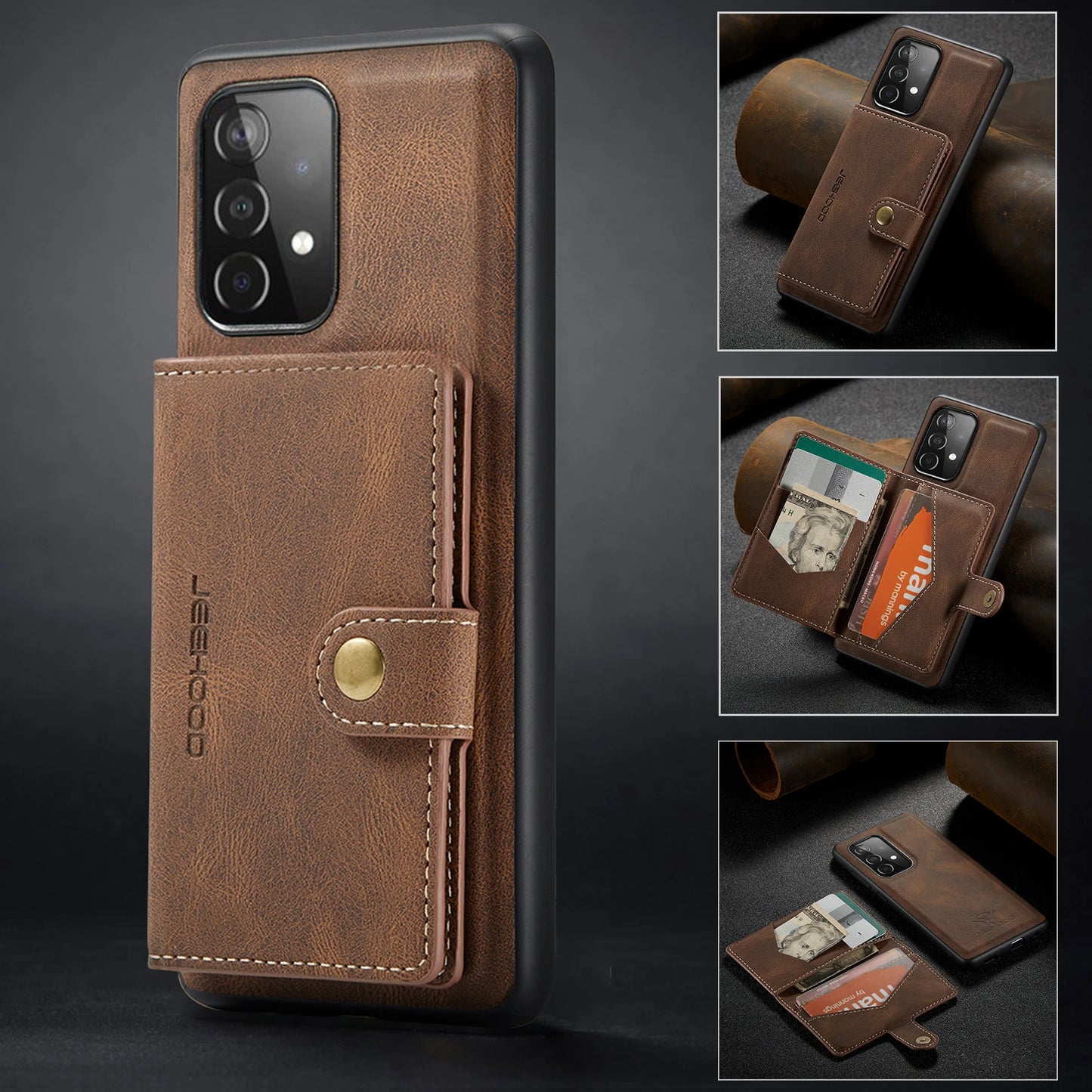 Funda desmontable con ranura para tarjetas de cuero para Samsung Galaxy S23 S22 S21 S20