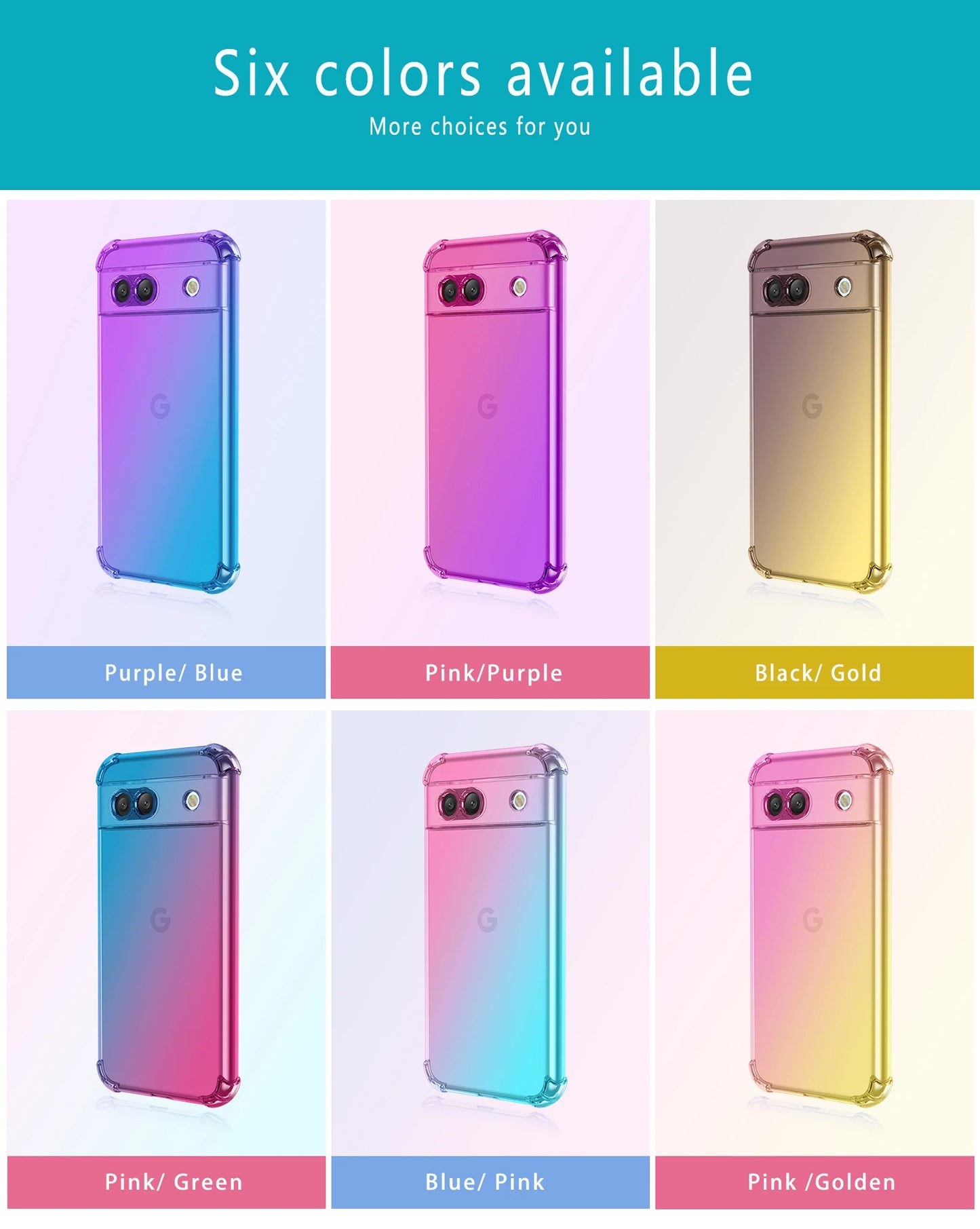 Google Pixel 8 7 6 Pro A Shockproof Gradient Airbag TPU Case