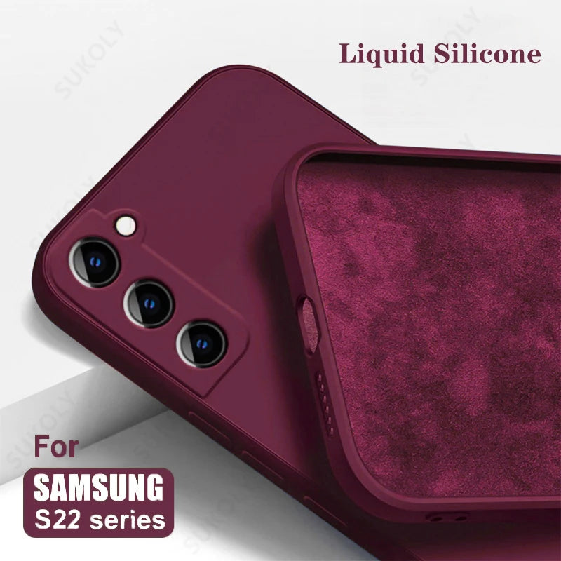 Quadratische Flüssigsilikonhülle für Samsung Galaxy S24 S23 S22 S21Ultra FE