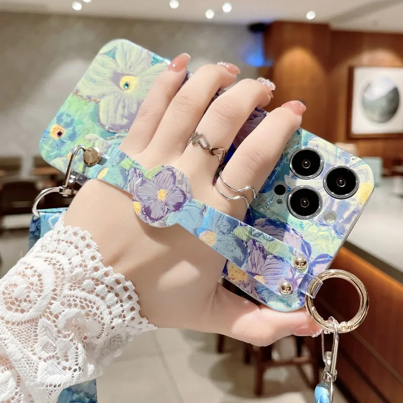 Samsung Galaxy A13 A14 A25 A33 A34 A35 A53 A54 A55 Oil Painting Crossbody Strap Case