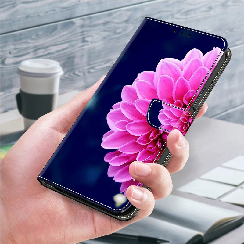 Funda tipo billetera de cuero con tapa magnética 3D para Samsung Galaxy S24 S23 S22