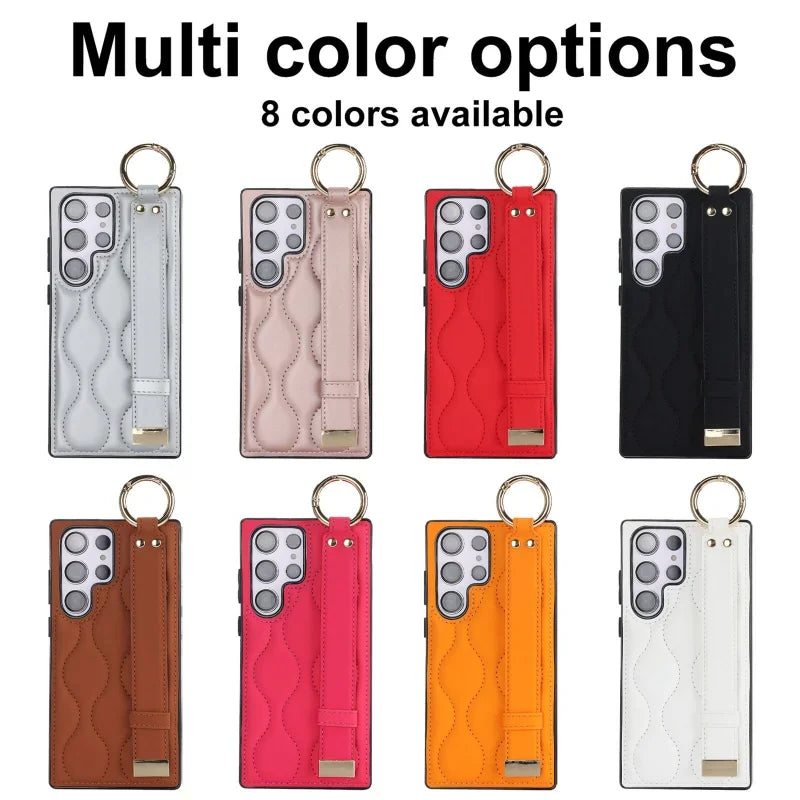 Samsung Galaxy S24 S23 S22 PU Leather Wristband Stand Case