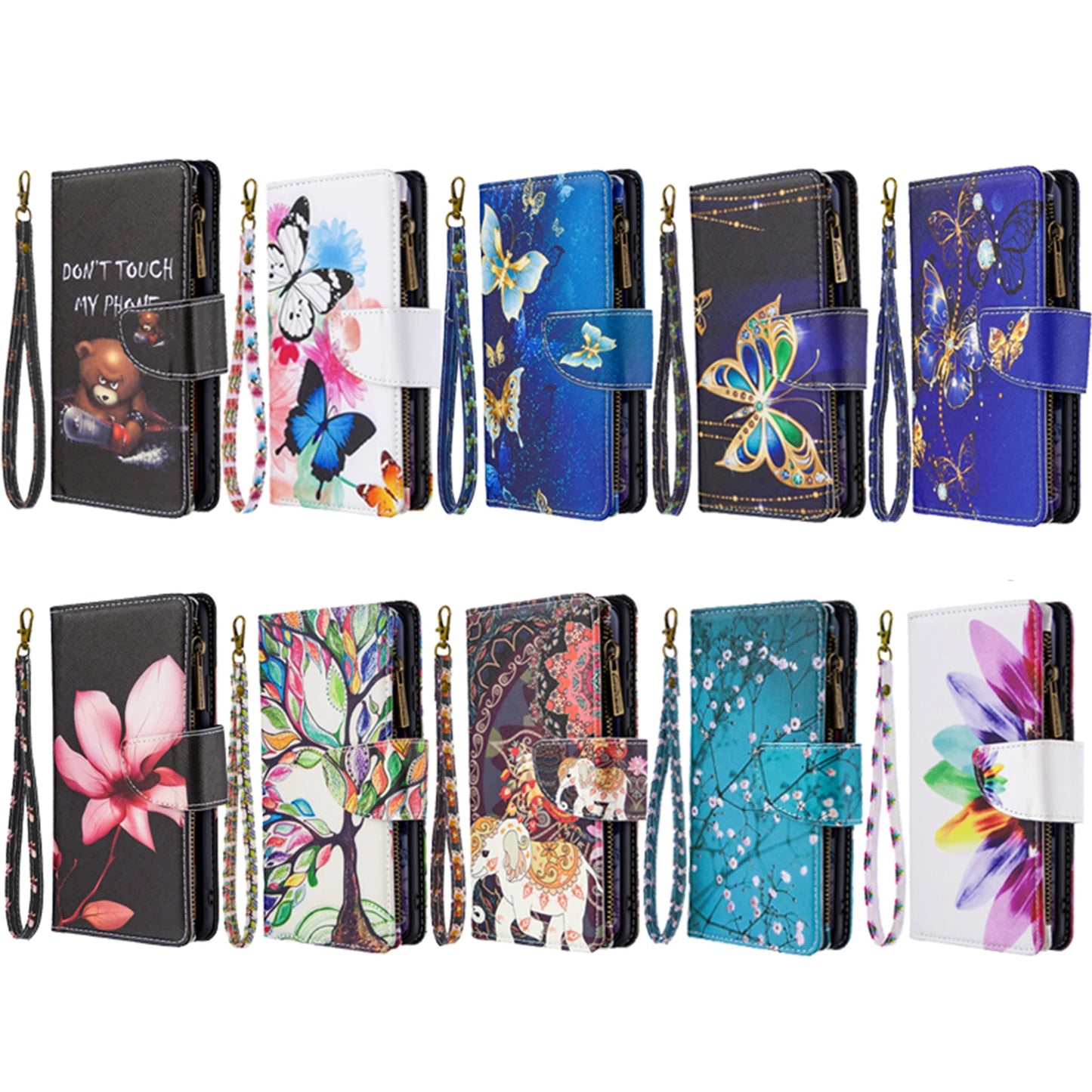 iPhone 13 12 11 Painted Flip Wallet Case
