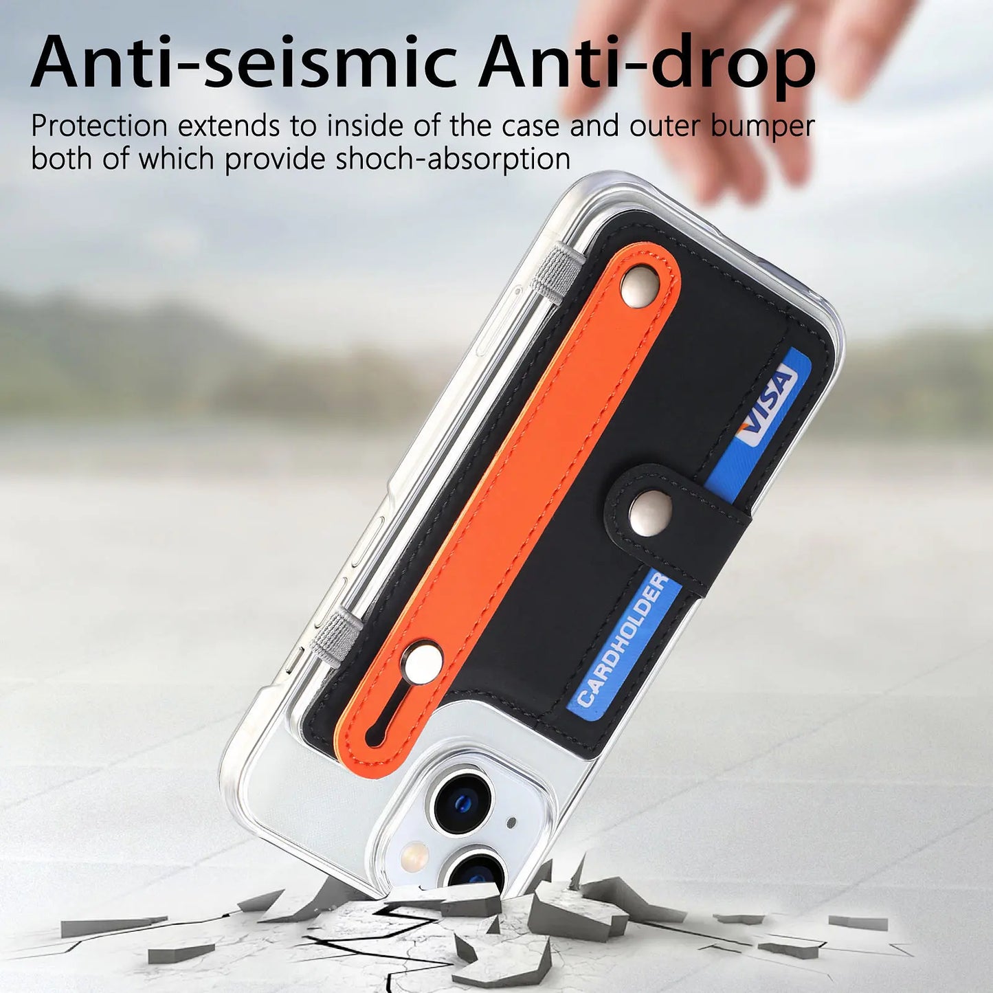 iPhone 13 12 11 Pro Max Hülle mit Kartenhalter und Handschlaufe