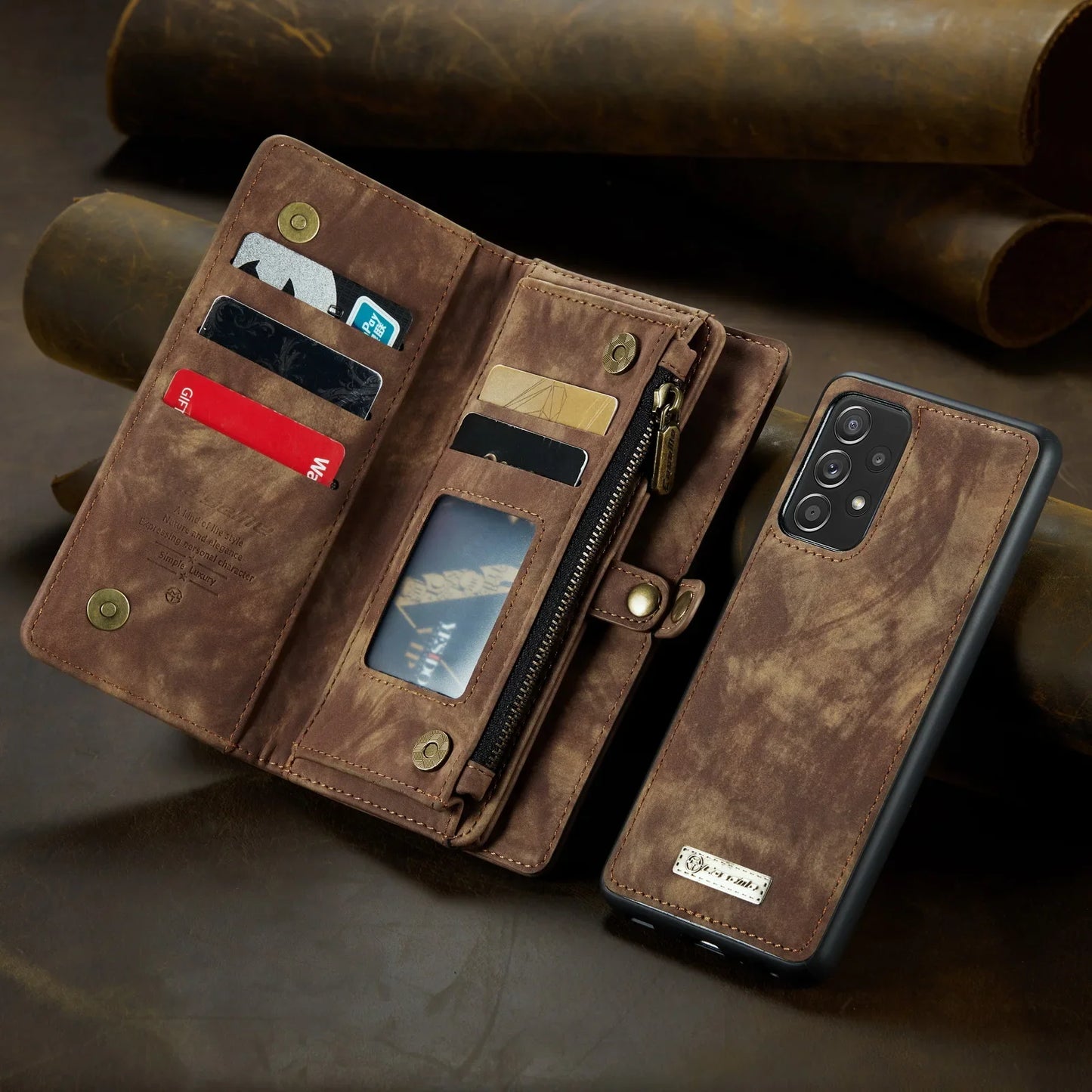 Samsung Galaxy A34 A52 A53 A54 A72 Multifunction Detachable Zipper Wallet
