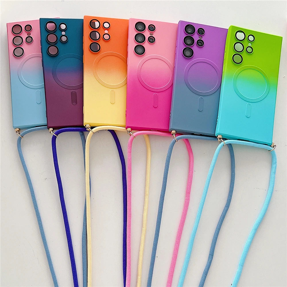 Funda con cordones para collar para Samsung Galaxy S24 S23 Ultra S22 S21 Plus