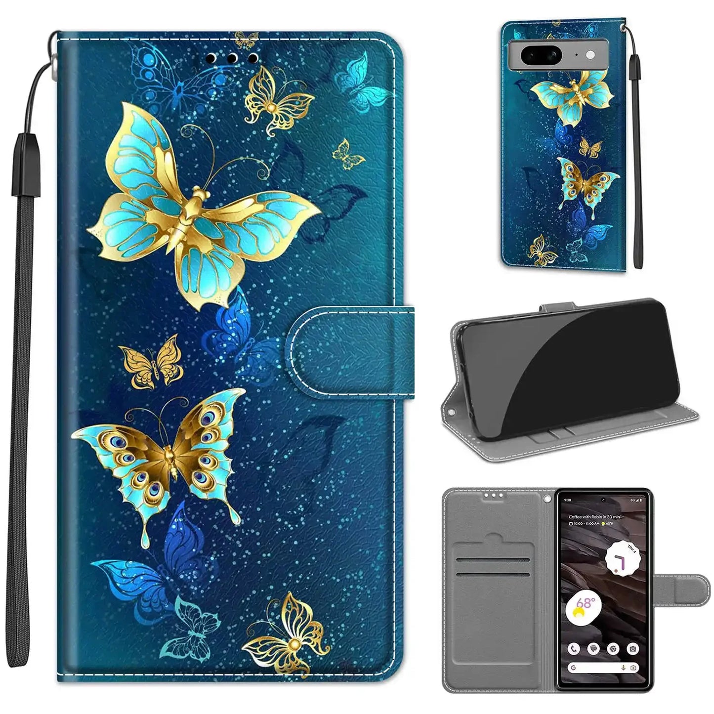 Funda tipo billetera con mariposa para Google Pixel 6 6A 6 Pro