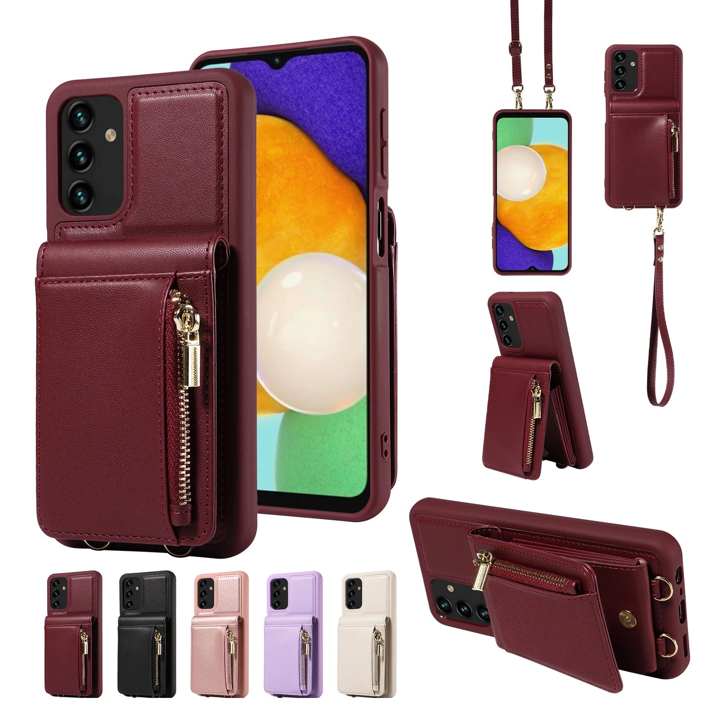 Samsung Galaxy Z Flip 5 Z Fold 5 S24 S23 S22 S21 Zipper Leather Case