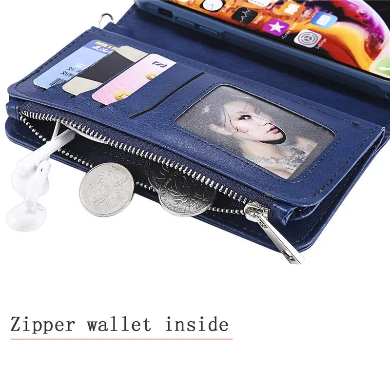 Funda de cuero con tapa magnética para iPhone 15 14 13 12 11