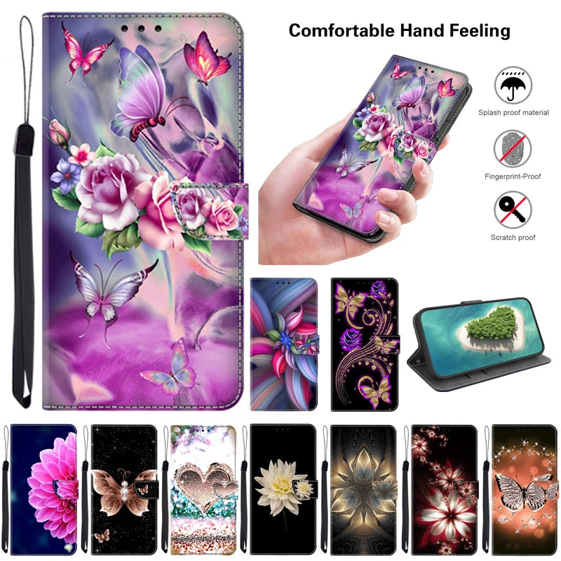 Funda tipo billetera de cuero con tapa magnética 3D para Samsung Galaxy S24 S23 S22