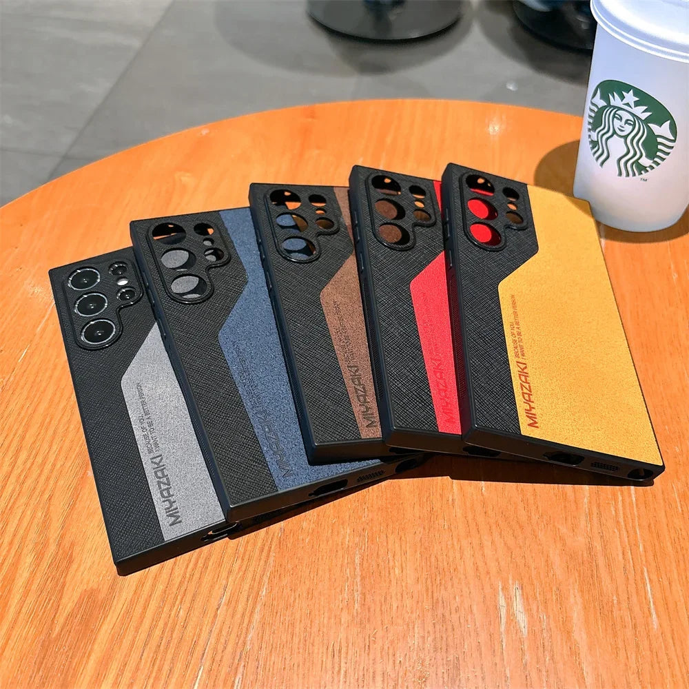 Samsung Galaxy S24 S23 S22 S21 Ultra Plus Slim Cover aus PU-Leder mit Muster