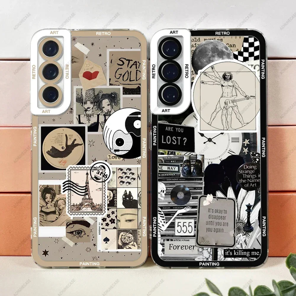 Funda de TPU con pintura retro para Samsung Galaxy A14 A24 A32 A34 A50 A51 A52 A53 A54 A55