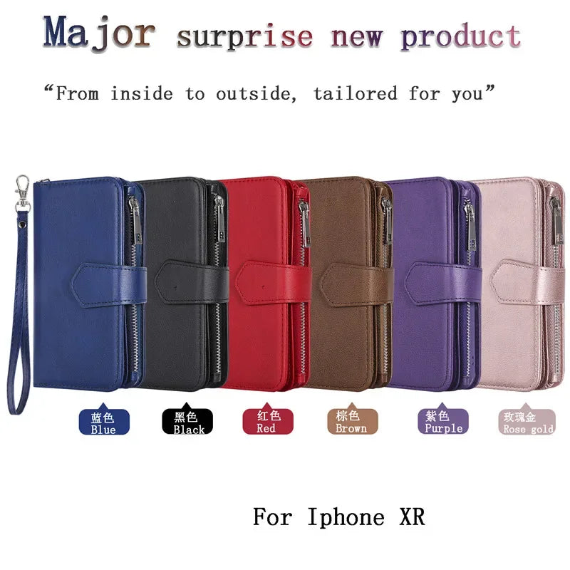 Funda de cuero con tapa magnética para iPhone 15 14 13 12 11