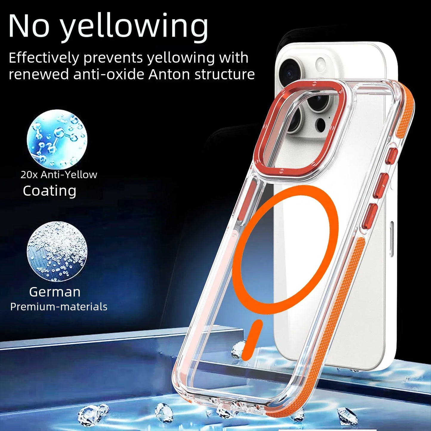 iPhone 15 14 13 Magsafe Wireless Charge Shockproof Clear Case