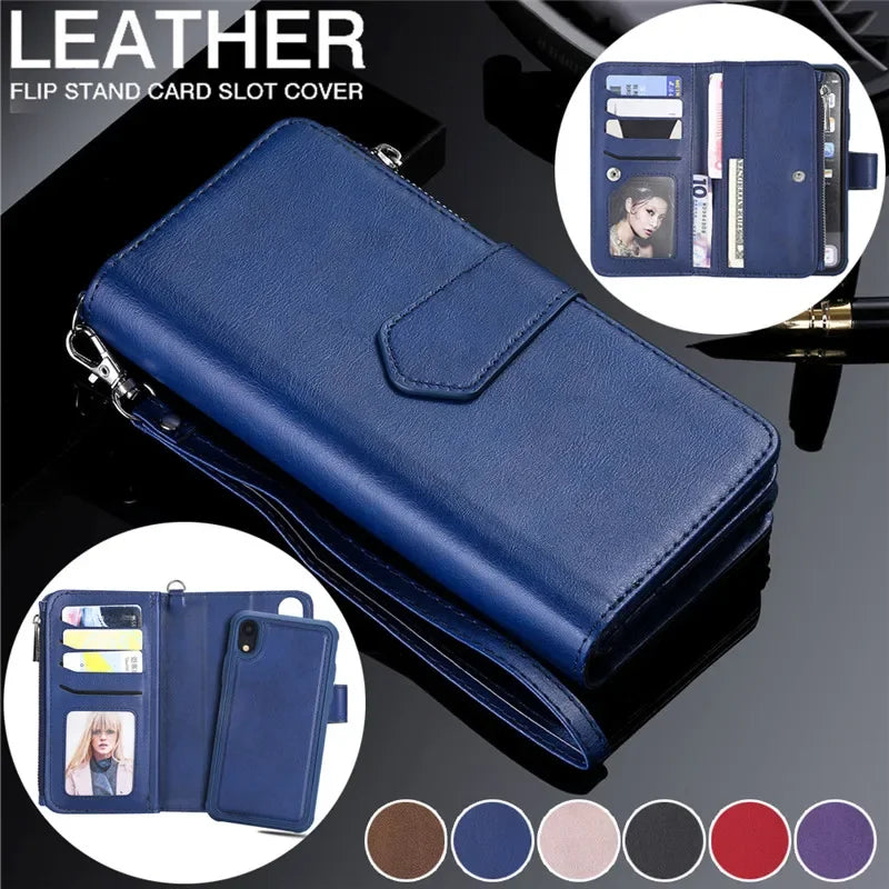 Funda de cuero con tapa magnética para iPhone 15 14 13 12 11