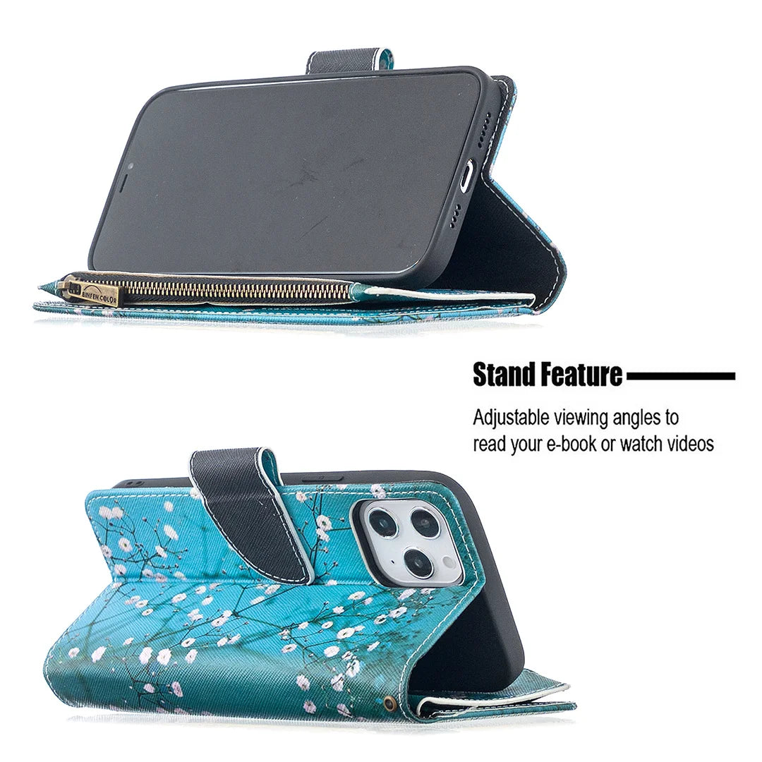 iPhone 13 12 11 Painted Flip Wallet Case