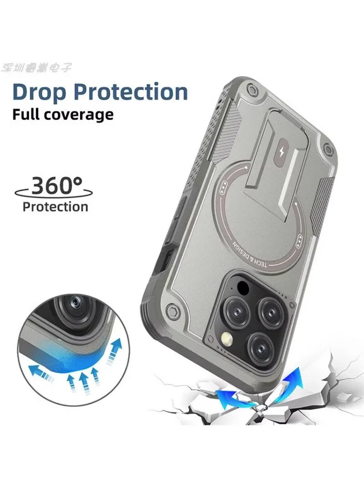 iPhone 15 14 13 Advanced Military Armor Stand Matte Case