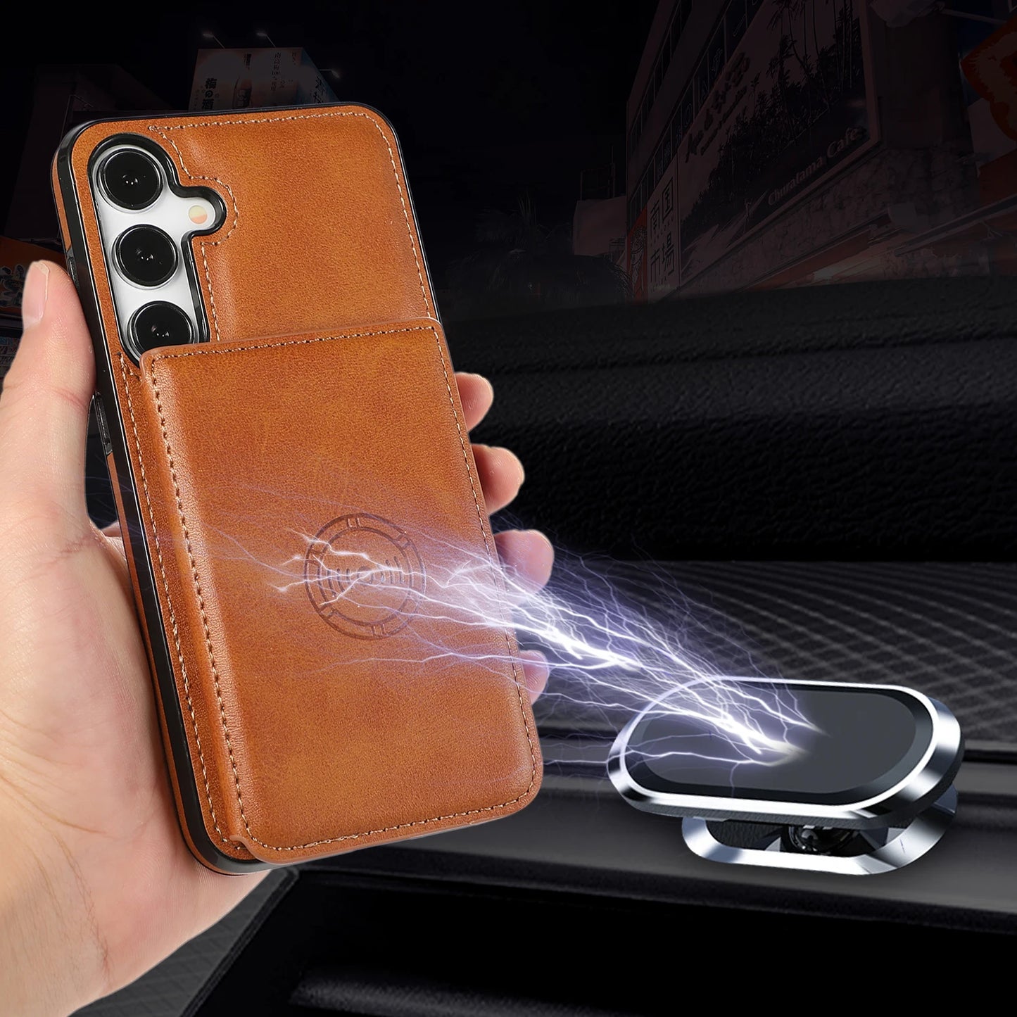 Samsung Galaxy A14 A24 A33 A34 A54 A15 A25 A32 A52 A72 Funda de cuero tipo billetera con tarjetas magnéticas