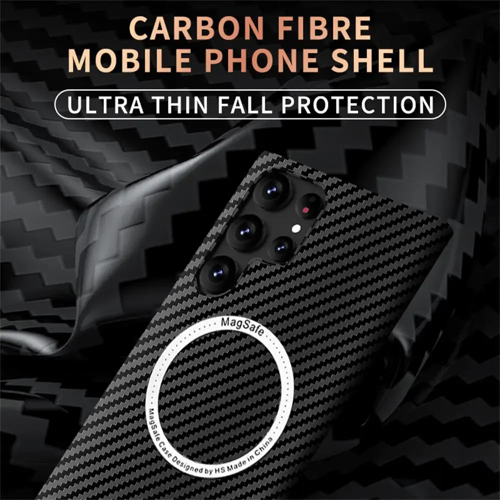 Samsung Galaxy S24 S23 S22 S21 Carbon Fiber Magnetic Case