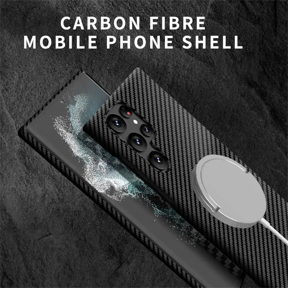 Samsung Galaxy S24 S23 S22 S21 Carbon Fiber Magnetic Case
