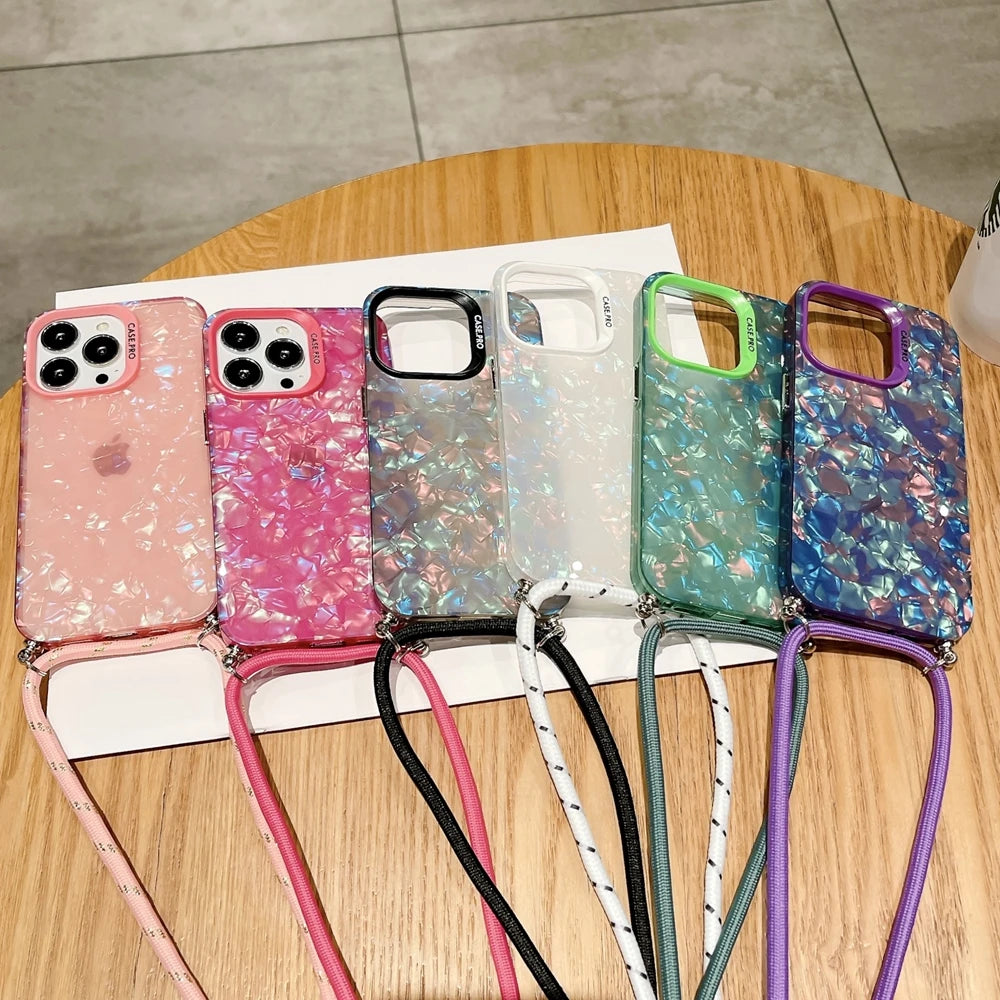 iPhone 15 14 13 12 11 Crossbody Necklace Strap Case