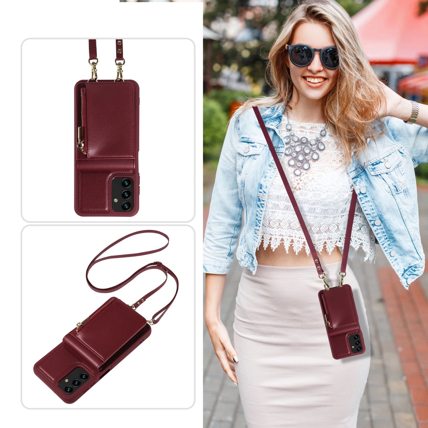 Samsung Galaxy Z Flip 5 Z Fold 5 S24 S23 S22 S21 Zipper Leather Case
