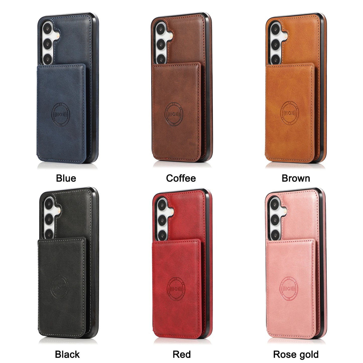 Samsung Galaxy A14 A24 A33 A34 A54 A15 A25 A32 A52 A72 Funda de cuero tipo billetera con tarjetas magnéticas