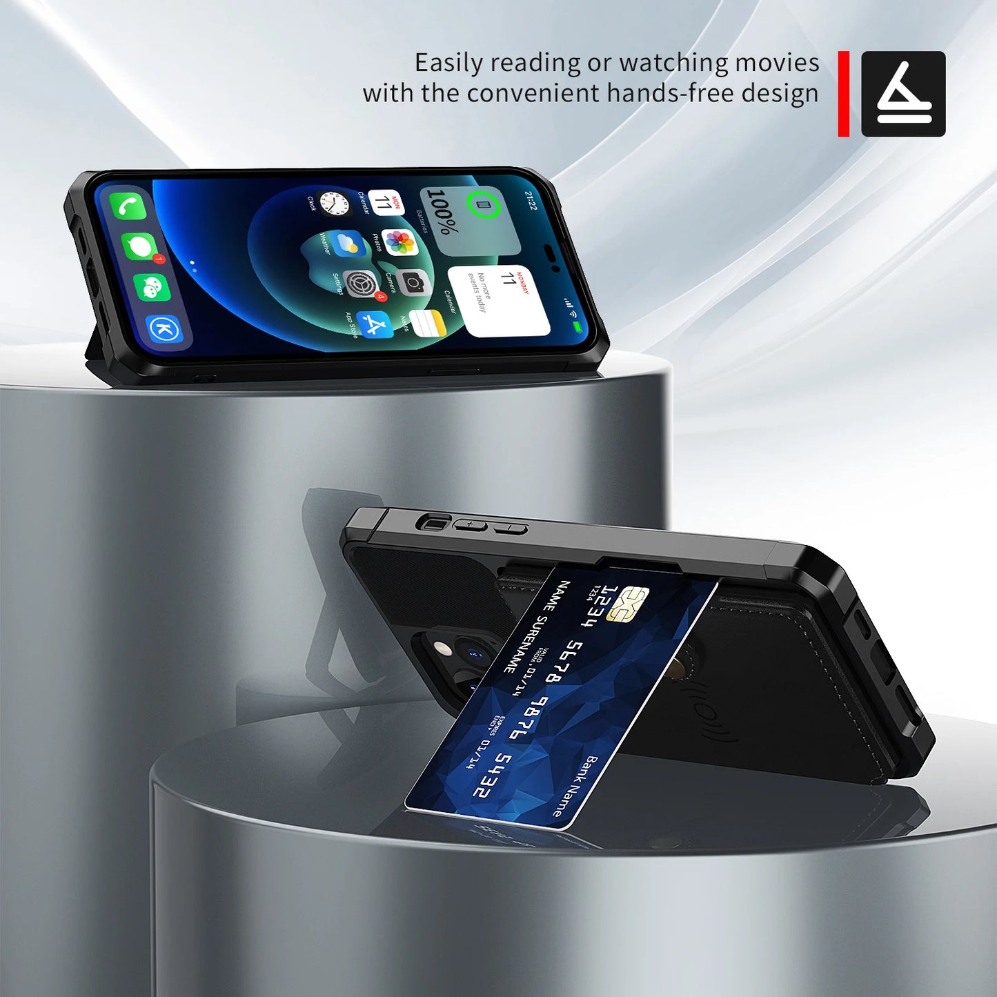 iPhone 15 14 13 12 11 Magnetic Wallet Leather Case