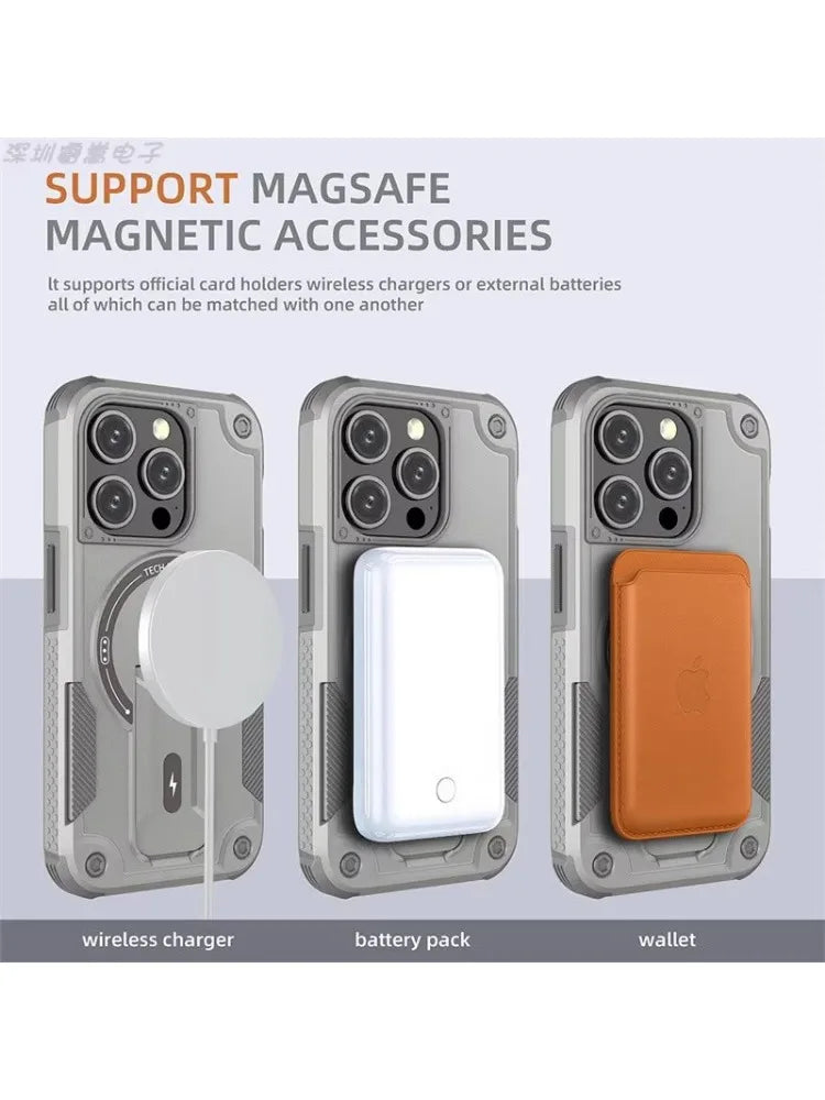 iPhone 15 14 13 Advanced Military Armor Stand Matte Case