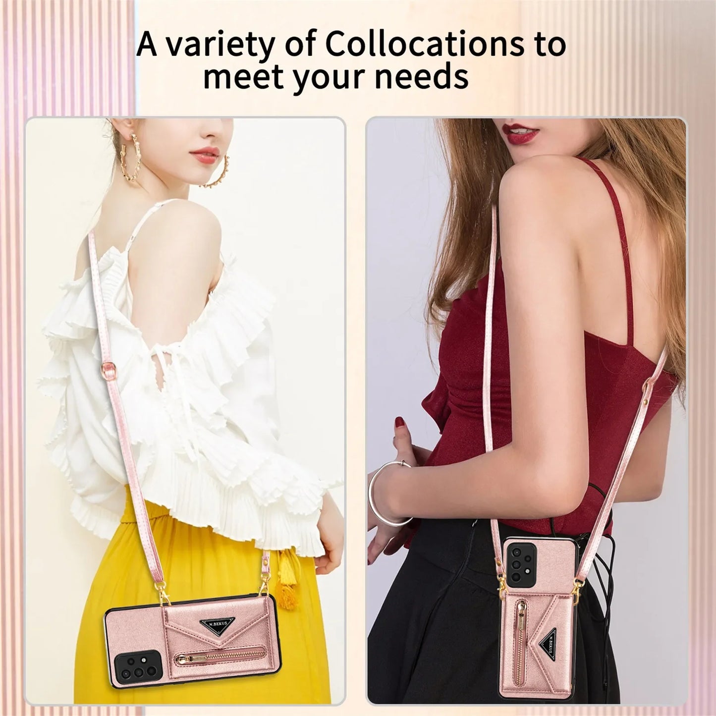 Samsung Galaxy A14 A15 A52 A52s A53 A54 Leather Crossbody Case