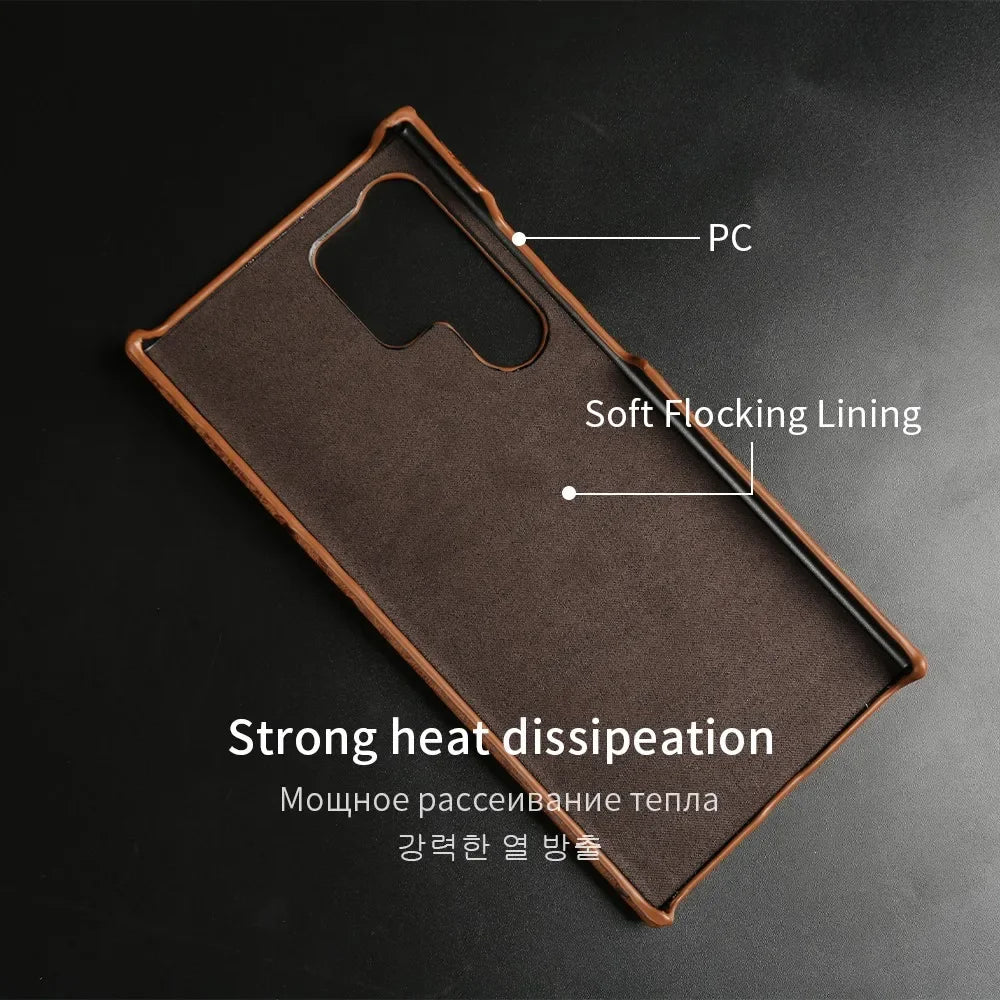 Funda de cuero genuino de avestruz para Samsung Galaxy S24 S23 S22 S21 S20