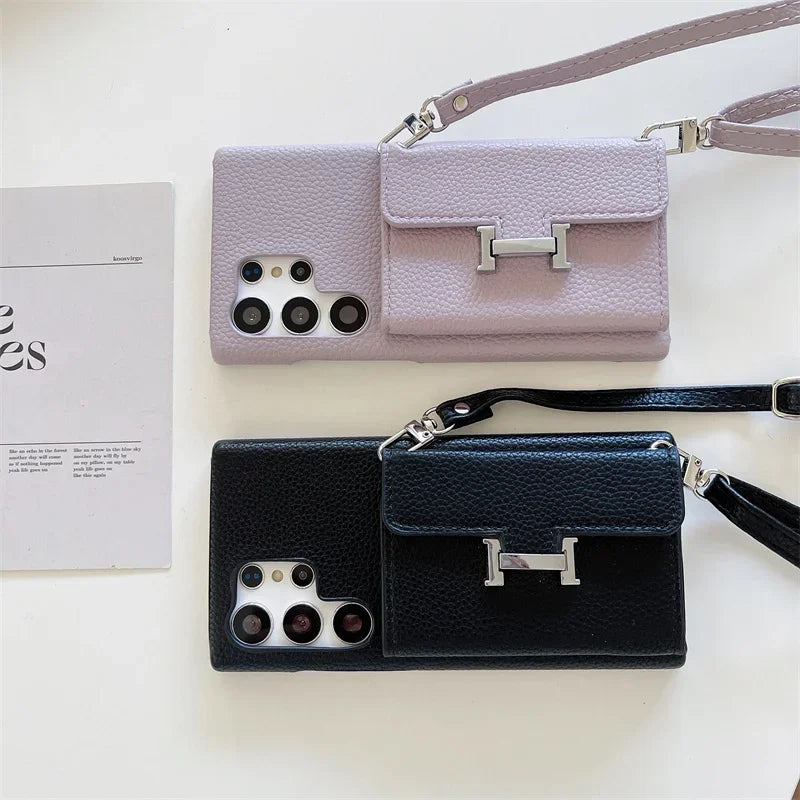 Crossbody-Handyhülle für Samsung Galaxy S24 S23 S22 S21 Plus Ultra Wallet mit Kartenhalter