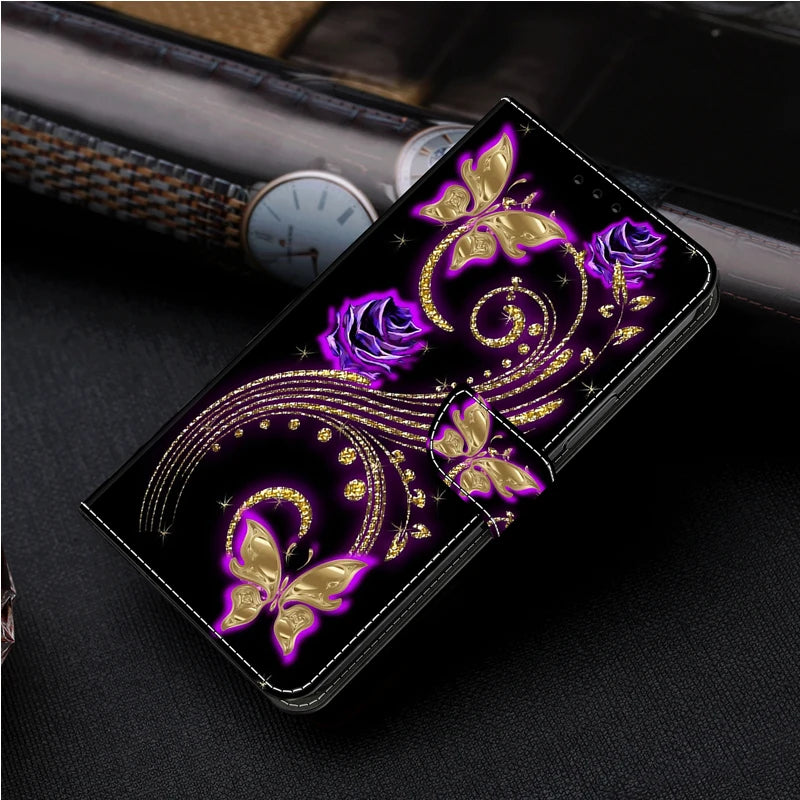 Funda tipo billetera de cuero con tapa magnética 3D para Samsung Galaxy S24 S23 S22