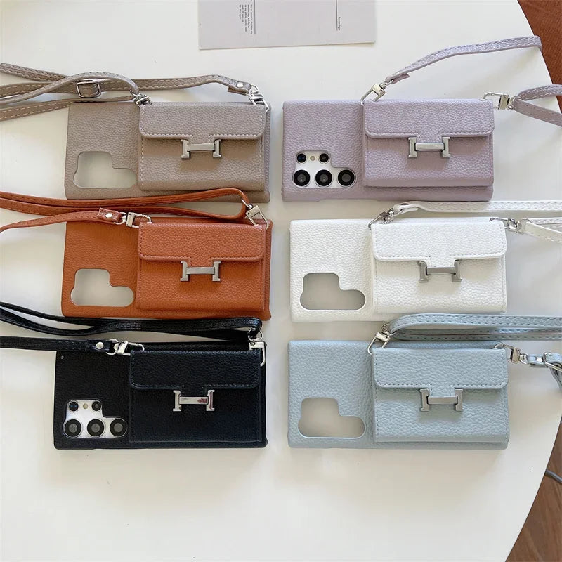 Crossbody-Handyhülle für Samsung Galaxy S24 S23 S22 S21 Plus Ultra Wallet mit Kartenhalter