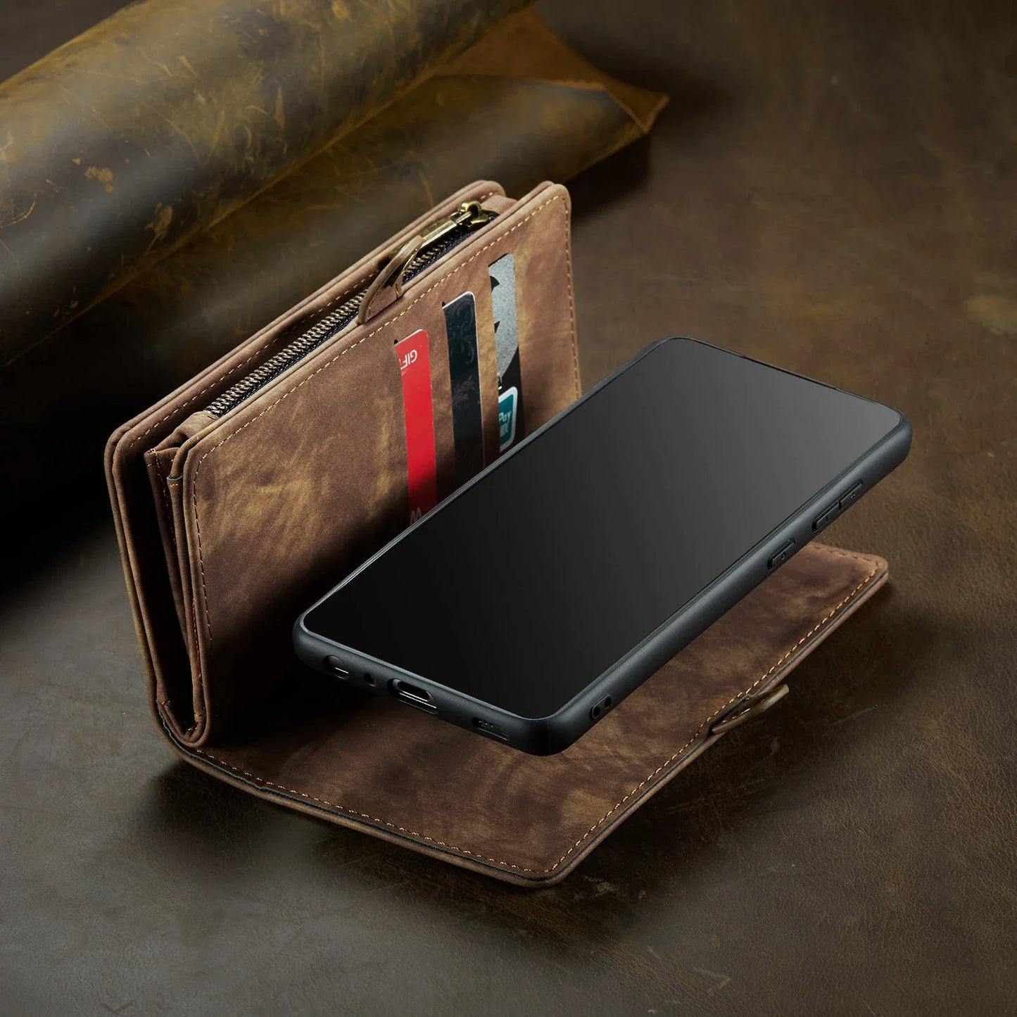 Cartera multifunción desmontable con cremallera para Samsung Galaxy S23 S22 S21 S20 Ultra Plus FE