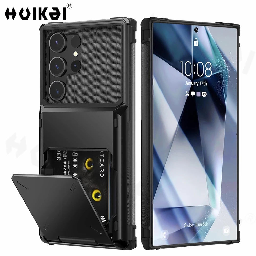 Funda con tarjetero para Samsung Galaxy S24 S23 Ultra Plus FE, billetera resistente