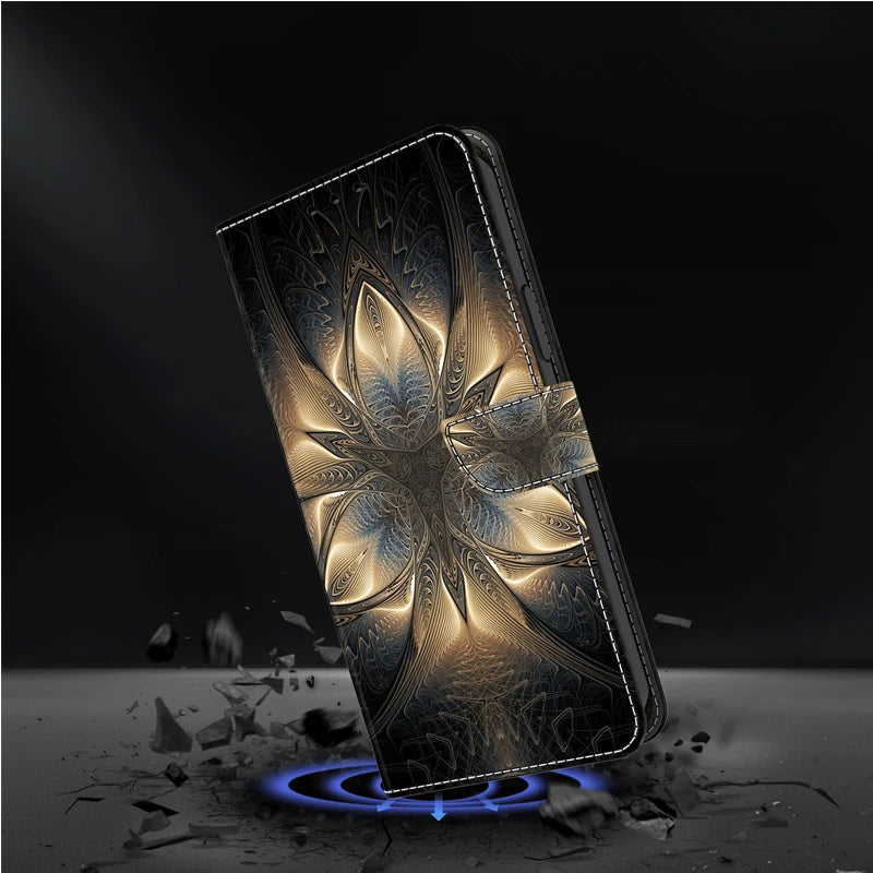 Funda tipo billetera de cuero con tapa magnética 3D para Samsung Galaxy S24 S23 S22