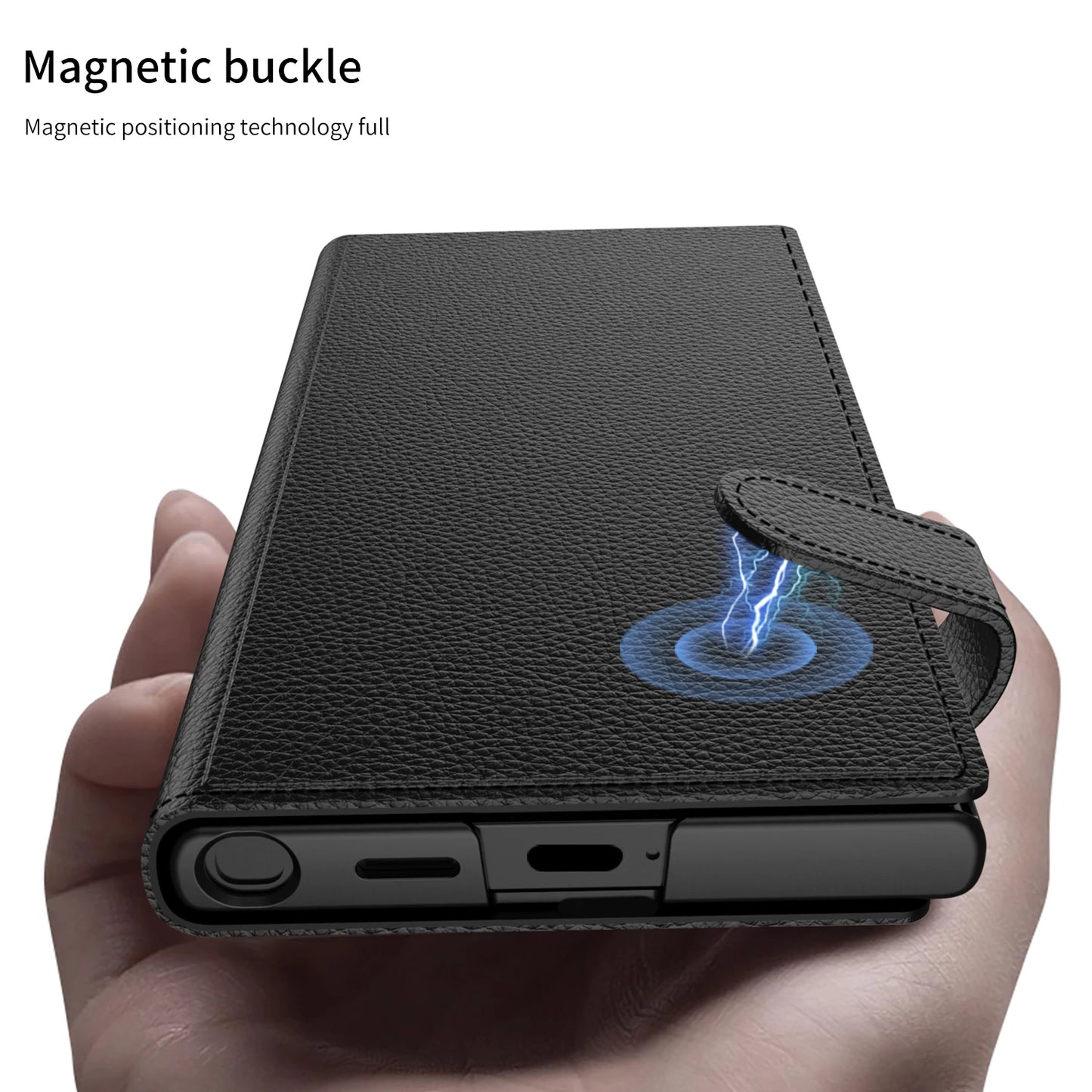 Funda de cuero con Clip para tarjetas para Samsung Galaxy S23Ultra S24 Ultra Plus, funda de teléfono con soporte de fibra de carbono a prueba de golpes