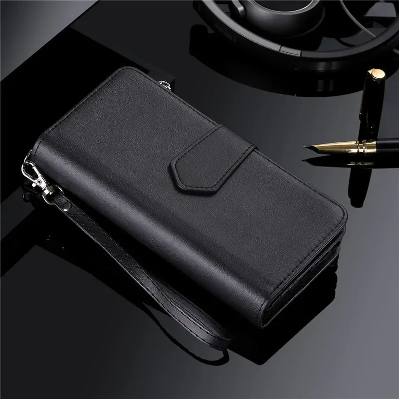 Funda de cuero con tapa magnética para iPhone 15 14 13 12 11