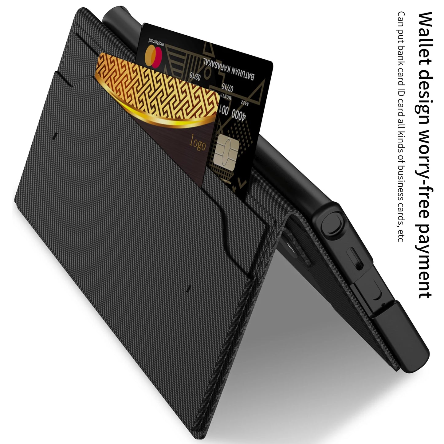 Funda de cuero con Clip para tarjetas para Samsung Galaxy S23Ultra S24 Ultra Plus, funda de teléfono con soporte de fibra de carbono a prueba de golpes