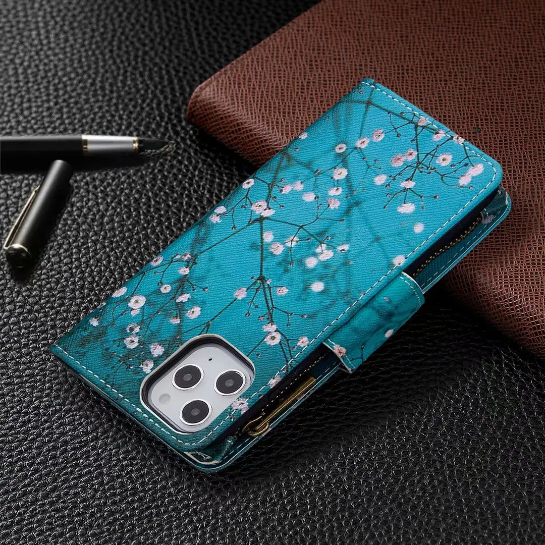 iPhone 13 12 11 Painted Flip Wallet Case