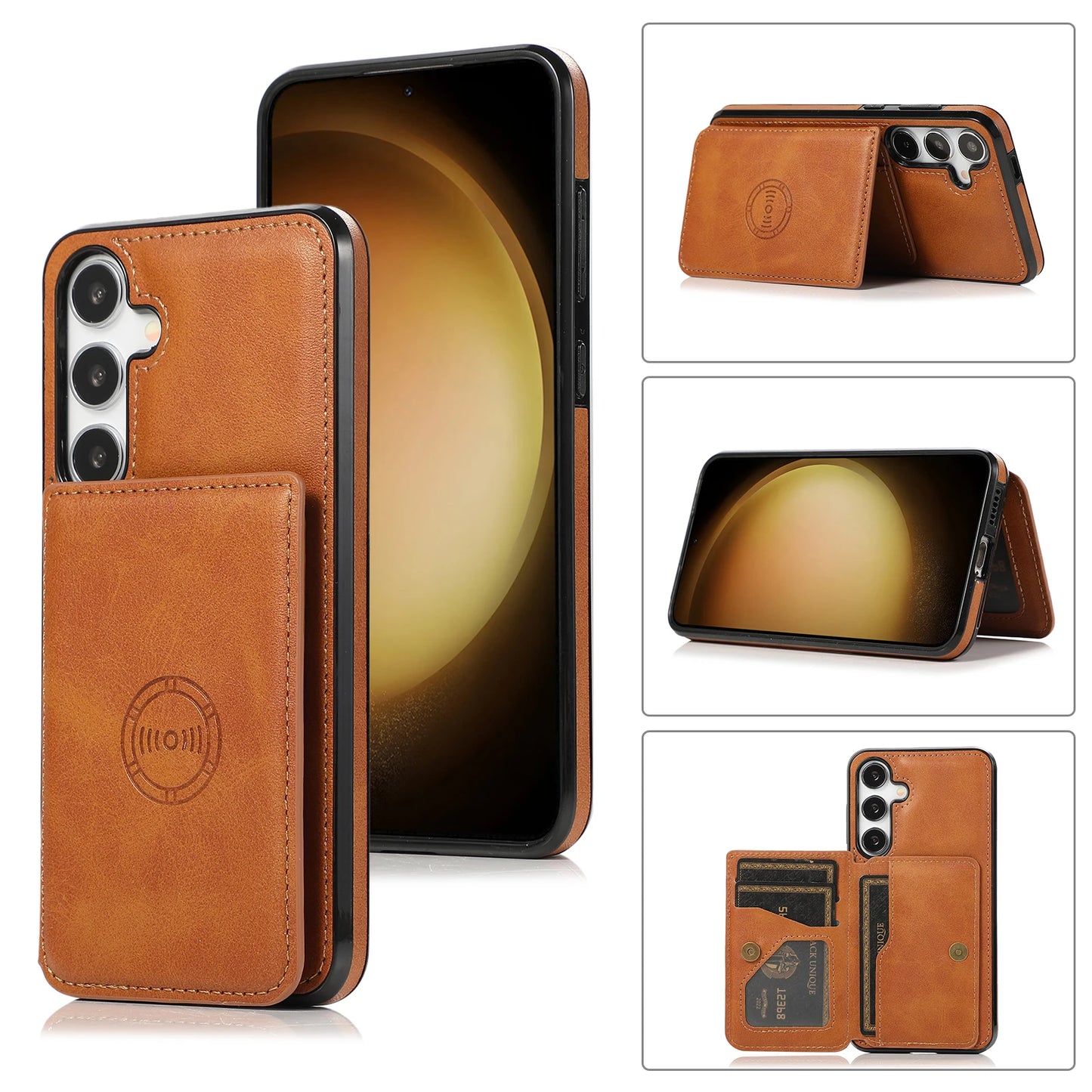 Samsung Galaxy A14 A24 A33 A34 A54 A15 A25 A32 A52 A72 Funda de cuero tipo billetera con tarjetas magnéticas