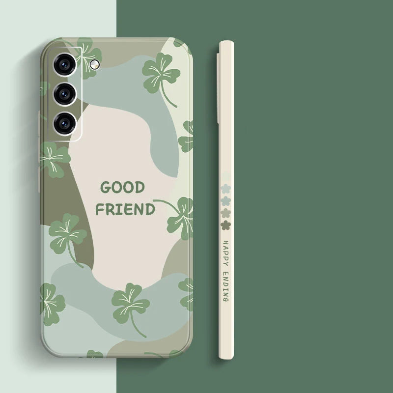 Samsung Galaxy A15 A33 A34 A35 A52S A53 A54 A55 Cartoon Flower Square Silicone Case