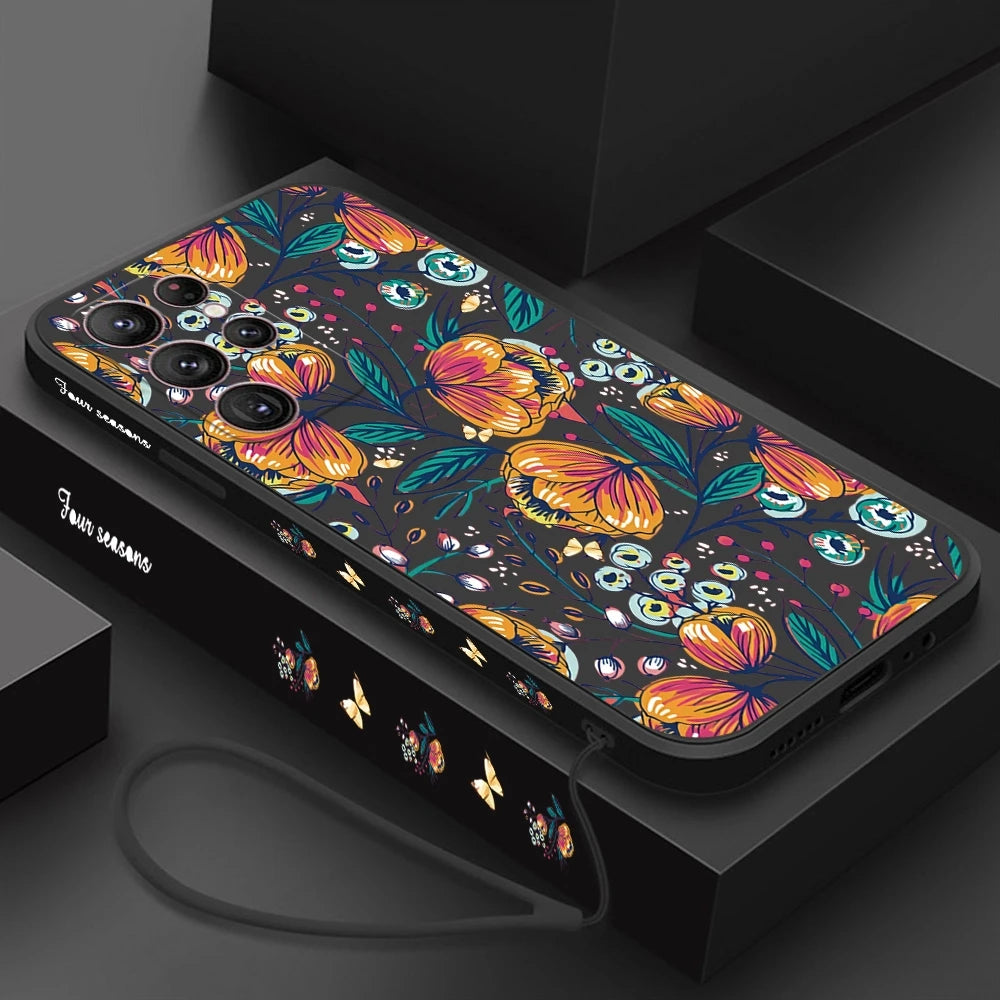 Samsung Galaxy S24 S23 S22 S21 S20 Flowers Silicone Cover
