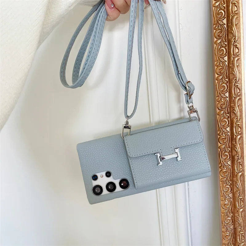 Crossbody-Handyhülle für Samsung Galaxy S24 S23 S22 S21 Plus Ultra Wallet mit Kartenhalter