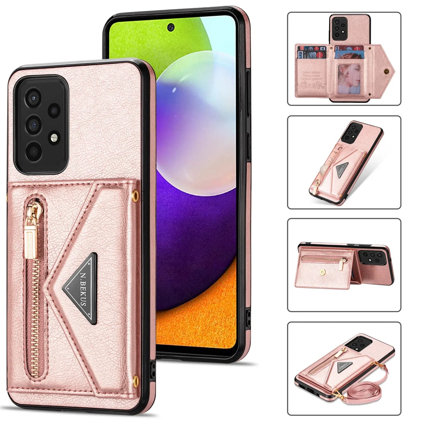 Samsung Galaxy A14 A15 A52 A52s A53 A54 Leather Crossbody Case