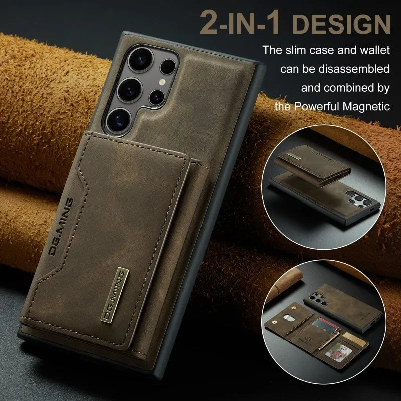 Funda para teléfono Samsung Galaxy A13 A14 A15 A24 A33 A34 A53 A54 A55 2 en 1 con tarjetero desmontable
