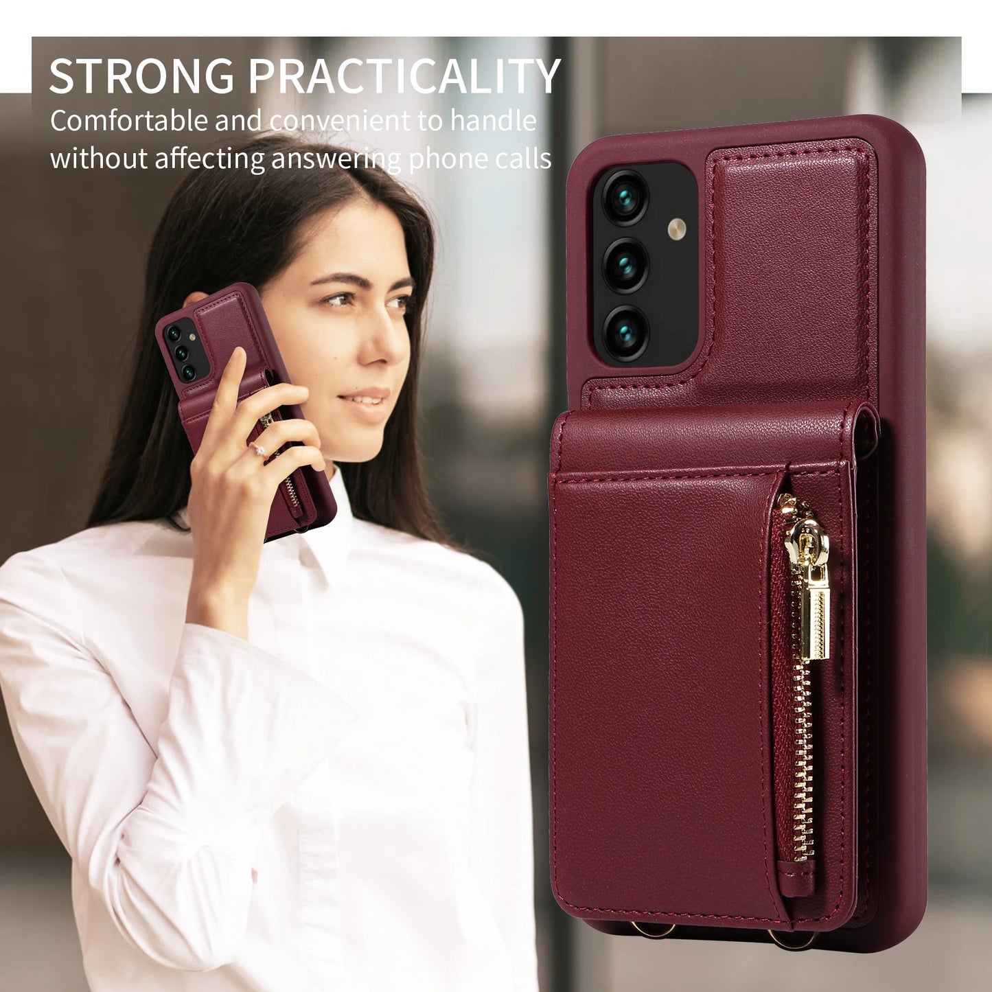 Samsung Galaxy Z Flip 5 Z Fold 5 S24 S23 S22 S21 Zipper Leather Case