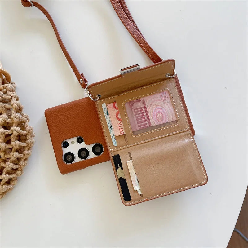 Crossbody-Handyhülle für Samsung Galaxy S24 S23 S22 S21 Plus Ultra Wallet mit Kartenhalter