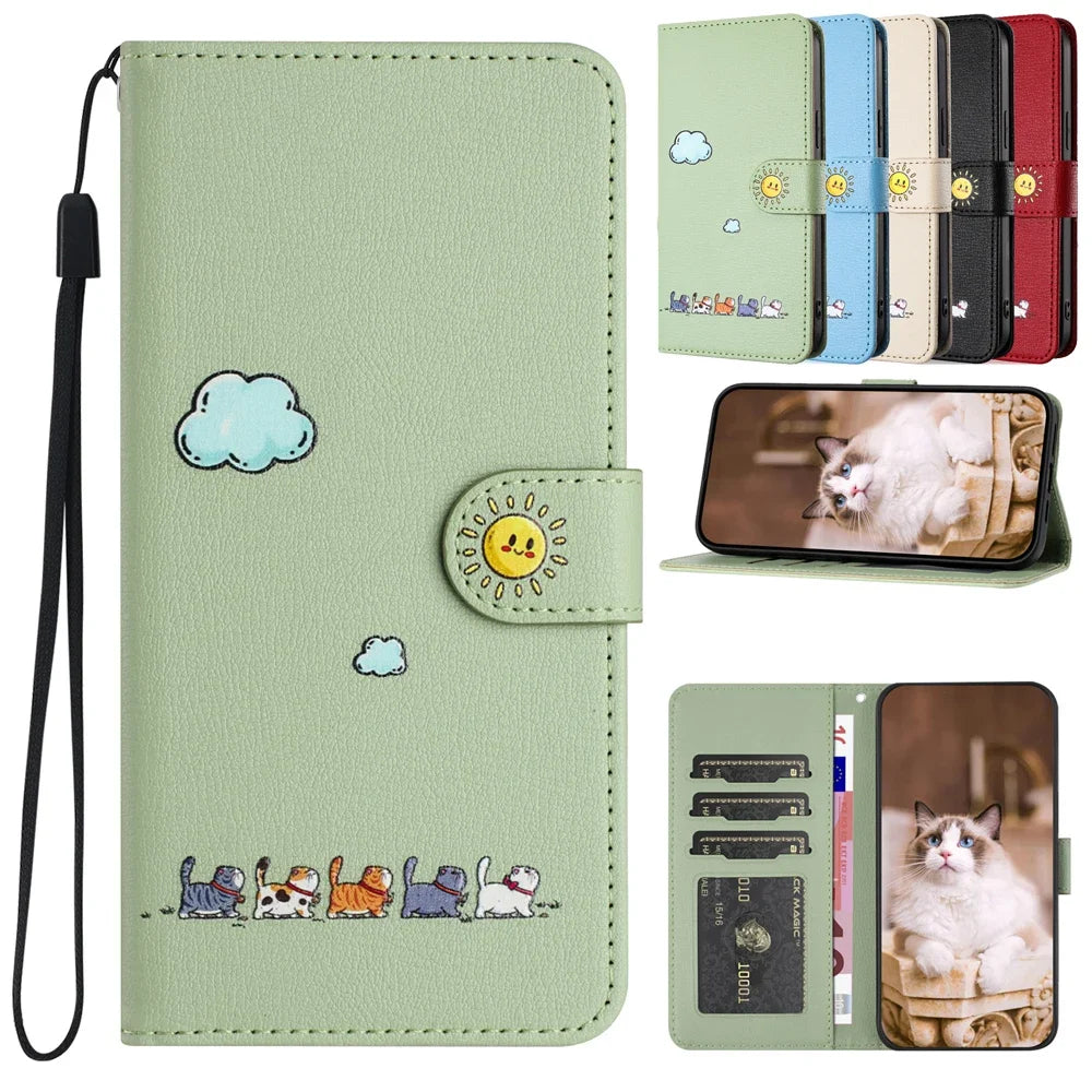 Samsung Galaxy S24 S23 S22 S21 S20 Ultra Plus FE Cases Leather Wallet Flip Case